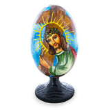 Jesus Christ Carrying Cross Wooden Easter Egg Figurine 4.75 Inches in Multi color Oval