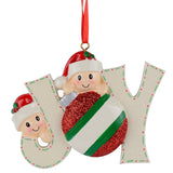 Joyful Family of 2 Hand Painted Resin Christmas Ornament in Multi color,  shape