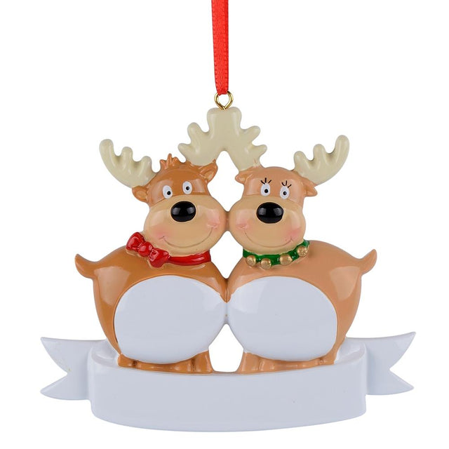 Reindeer Hand Painted Resin Christmas Ornament in Multi color,  shape