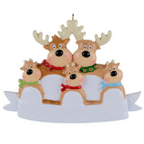 Reindeer Family of 5 Hand Painted Resin Christmas Ornament