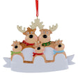 Reindeer Family of 5 Hand Painted Resin Christmas Ornament in Multi color,  shape