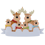 Reindeer Family of 6 Hand Painted Resin Christmas Ornament