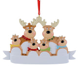 Reindeer Family of 6 Hand Painted Resin Christmas Ornament in Multi color,  shape