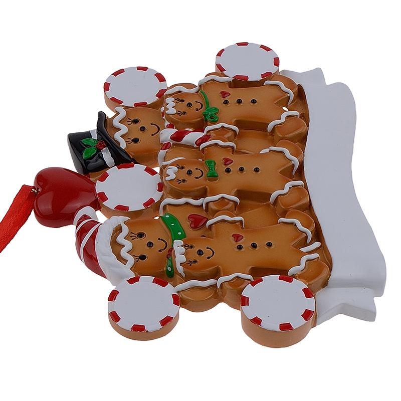 Family of 3 in Gingerbread House Hand Painted Resin Christmas Ornament