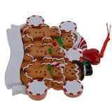 Family of 3 in Gingerbread House Hand Painted Resin Christmas Ornament