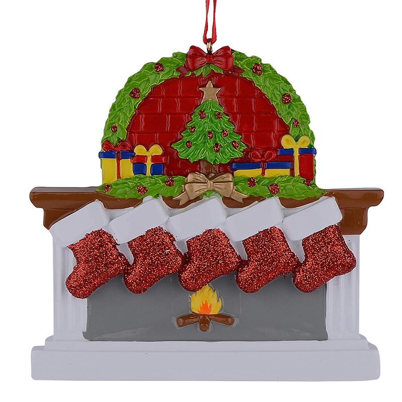 Five Christmas Stockings Hand Painted Resin Christmas Ornament in Multi color,  shape