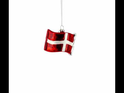 Waving Flag of Denmark Glass Christmas Ornament