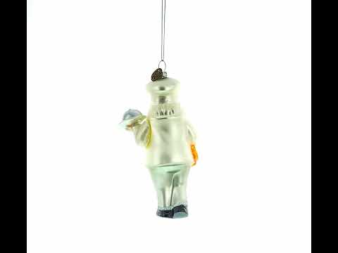 Chef Santa Serving a Festive Feast Glass Christmas Ornament