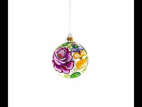 Adorno navideño de bola de cristal con rosas de 4 pulgadas