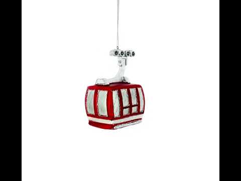 Red Ski Gondola Glass Christmas Ornament