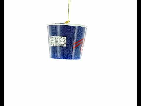 Adorno navideño de cristal con forma de taza de ramen con fideos instantáneos