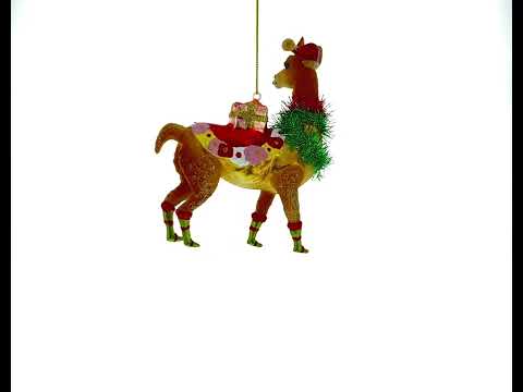 Lama mit Geschenken, Weihnachtsschmuck aus Glas