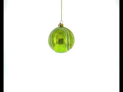 Tennis Ball Blown Glass Christmas Ornament