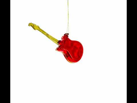 Weihnachtsschmuck aus Glas in Form einer roten E-Gitarre aus Glas