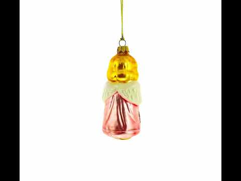 Angel in Pink Dress Glass Christmas Ornament