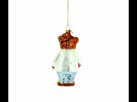 Doctor Bear Glass Christmas Ornament