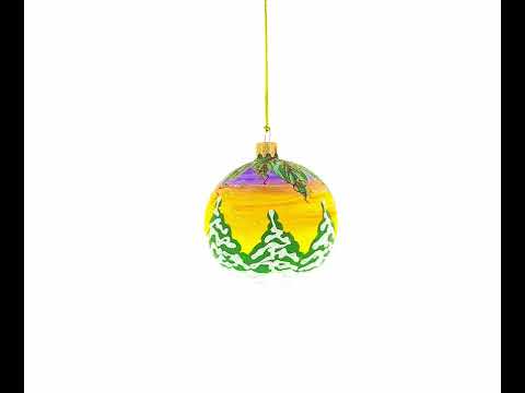 Santa Awaits New Year Holiday Glass Ball Christmas Ornament 3.25 Inches