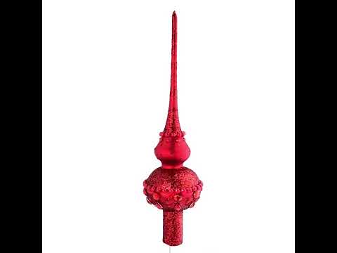 Lámpara de araña con joyas rojas dimensionales sobre cristal rojo para la punta del árbol de Navidad, 28 cm