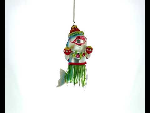 Weihnachtsschmuck aus Glas: Hawaiianischer Hai mit Maracas