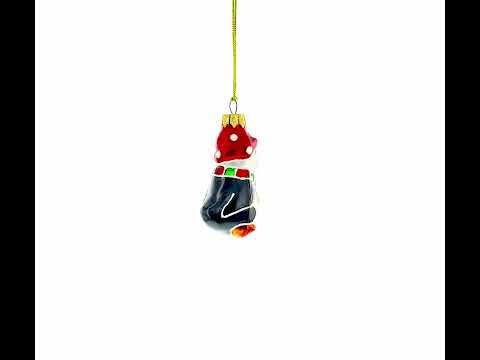 Pinguin mit Schal und Hut, Weihnachtsschmuck aus Glas