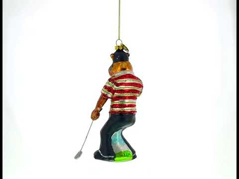 Sporty Tiger Engaged in Golf Glass Christmas Ornament