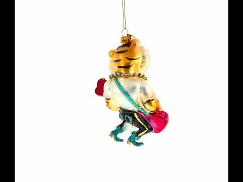 Rockstar Tiger mit Gitarre – Christbaumschmuck aus Glas
