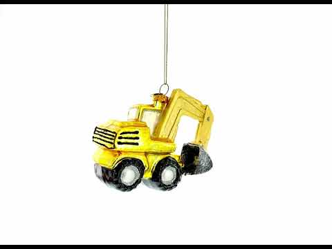 Wheel Excavator Glass Christmas Ornament