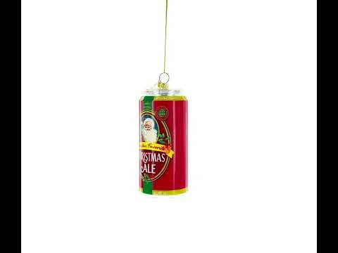 Santa’s Christmas Ale Beer Can Blown Glass Christmas Ornament