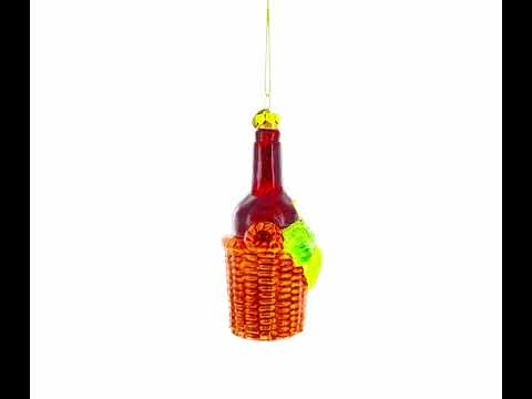 Red Wine Bottle Glass Christmas Ornament