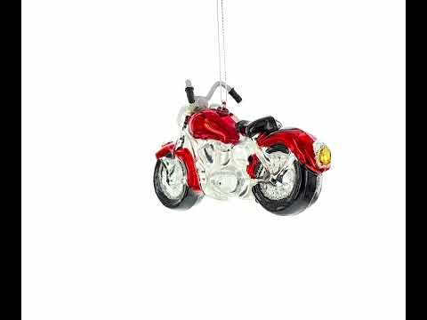 Red Motorcycle Glass Christmas Ornament