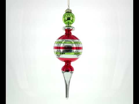 Vintage Multicolored Finial Retro-Inspired Glass Christmas Ornament