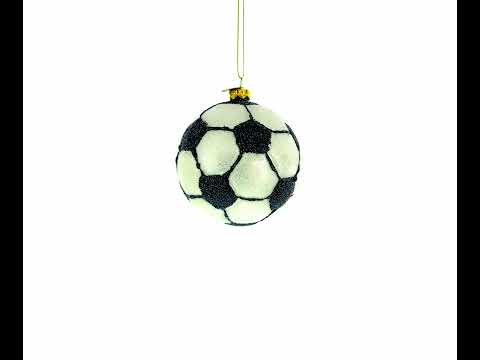 Sporty Soccer / Football Glass Christmas Ornament