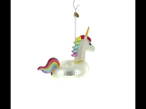 Unicorn Floatie Glass Christmas Ornament