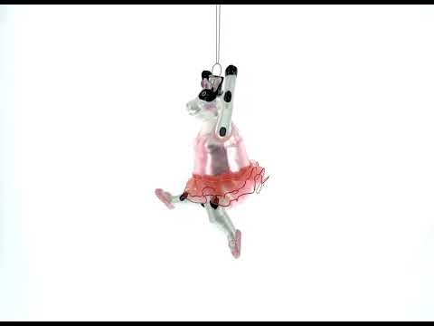 Elegant Cow Dancing Ballet Blown Glass Christmas Ornament