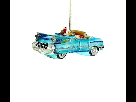 Klassisches Cabriolet, blauer Retro-Autoglas-Weihnachtsschmuck