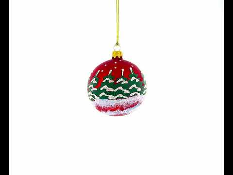 Cat in Chimney Glass Ball Christmas Ornament 3.25 Inches
