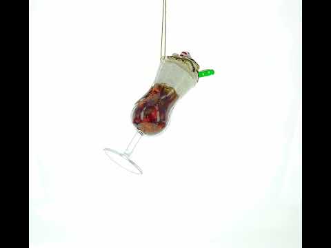 Frappy with Whipped Cream Blown Glass Christmas Ornament