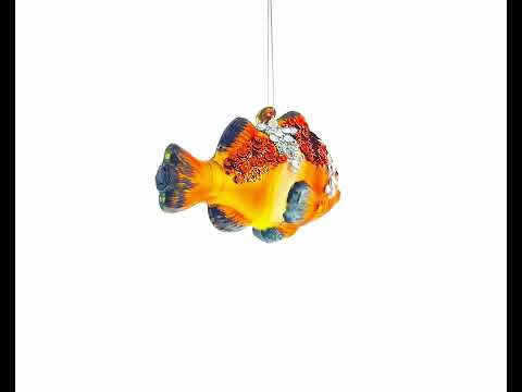 Clownfish in Sparkle Glass Christmas Ornament
