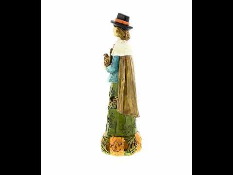 Figura de peregrino con pavo: figura decorativa de Acción de Gracias de otoño