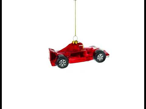 Sleek Racing Sports Car Glass Christmas Ornament