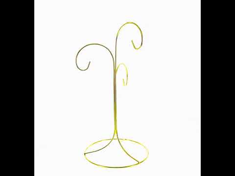 3-Arm 3-Tier Gold Brass Metal Ornament Stand Display 10.75 Inches (Taiwan)