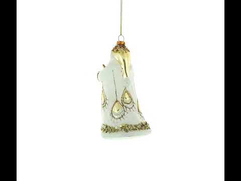 Adorno navideño de cristal de Papá Noel con bata blanca