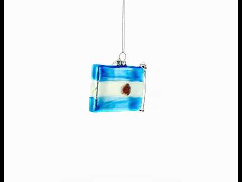Waving Flag of Argentina Glass Christmas Ornament