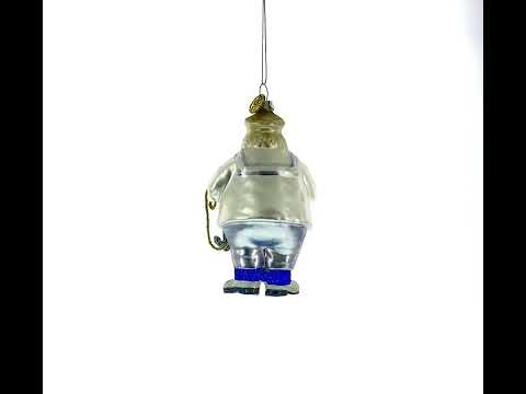 Adorno navideño de cristal de Papá Noel marinero con ancla