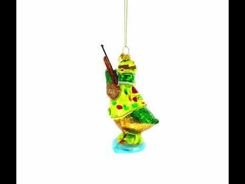 Duck the Hunter Glass Christmas Ornament