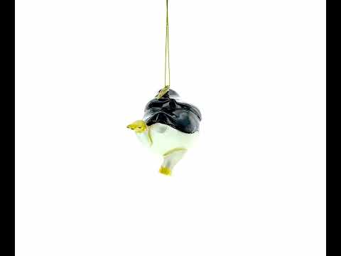 Penguin Skating Glass Christmas Ornament