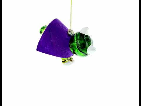 Super Dog in Green Mask Glass Christmas Ornament