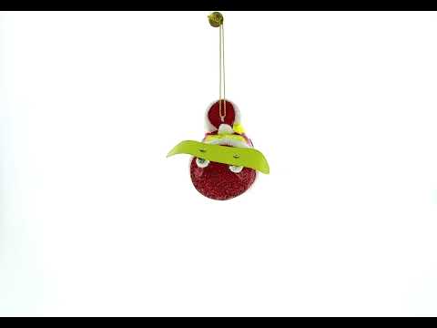 Santa Snowboarding Glass Christmas Ornament