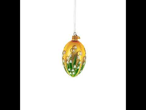 Lily of the Valley on Rose Gold Egg Glass Ornament 4 Inches