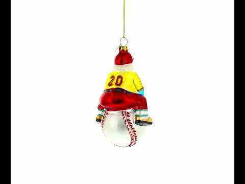 Adorno navideño de vidrio de Papá Noel con camiseta número 20 de béisbol